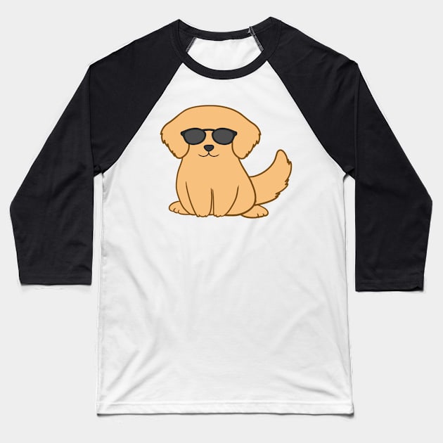 Golden retriever wearing Sunglasses Baseball T-Shirt by BiscuitSnack